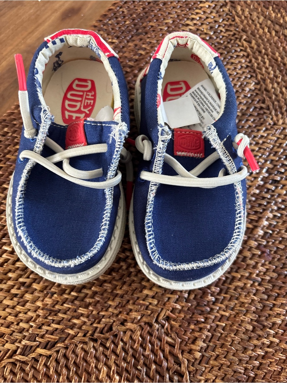 Hey Dude Navy & Red Children's Canvas Slip-On Sneakers